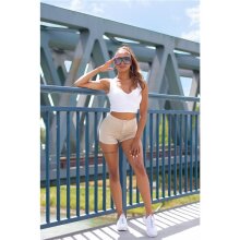 Sexy Damen Highwaist Stretch Jeans-Shorts Hotpants Beige