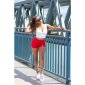Sexy Damen Highwaist Stretch Jeans-Shorts Hotpants Rot