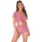 2-teiliges Damen Jogging Sport-Set Shirt+Shorts Altrosa