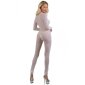 Transparenter Damen Netz-Overall Catsuit mit Zipper Weiß