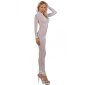 Transparenter Damen Netz-Overall Catsuit mit Zipper Weiß