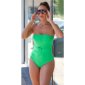 Strapless womens bandeau bodysuit with belt green