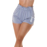 Kurze Damen Gym Shorts Sporthose "SPORT" Hellgrau