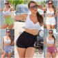 Kurze Damen Gym Shorts Sporthose "SPORT" Grün