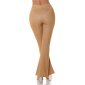 Damen Bundfalten-Stoffhose mit Schlag und Schlitz Beige