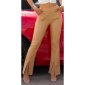 Womens pleat-front cloth trousers with wide leg and slit beige