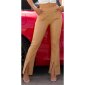 Damen Bundfalten-Stoffhose mit Schlag und Schlitz Beige
