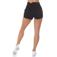 Kurze Damen Gym Shorts Sporthose "SPORT" Schwarz 34/36 (S/M)