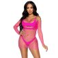 Transparent Leg Avenue fishnet mini dress gogo neon-fuchsia