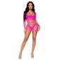 Transparent Leg Avenue fishnet mini dress gogo neon-fuchsia