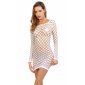 Damen Stretch Netzkleid transparent mit Muster Weiß