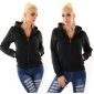 Lined womens sweat jacket with hood black