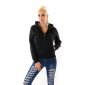 Lined womens sweat jacket with hood black