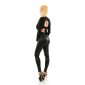 Womens high waist leggings with reptile pattern wet look black