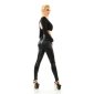 Womens high waist leggings with reptile pattern wet look black