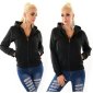 Lined womens sweat jacket with hood black UK 16 (XXL)