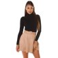 Womens basic sweater with turtle neck fine-knitted black