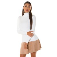 Damen Basic-Pullover mit Rollkragen Feinstrick Weiß