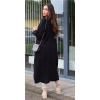 Long womens oversize cardigan thick-knit black