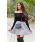 Trendy womens high waist autumn skirt in A-line grey
