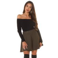 Trendiger Damen Highwaist Herbst-Rock in A-Linie Khaki