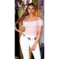 Sexy Damen Latina-Style Carmen-Top mit Volant Altrosa