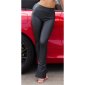 Womens thermo faux leather leggings with wide leg black