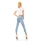 Sexy womens high waist skinny jeans with lacing blue