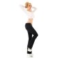 Damen Bootcut Jeans mit Netz & Gürtel Destroyed-Look Schwarz