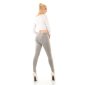 Damen Skinny Jeans aus leichtem Stoff mit Knopfleiste Grau 40 (L)