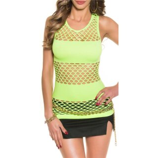Sexy womens fishnet shirt clubwear neon-green