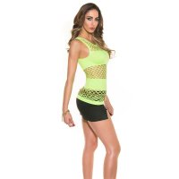 Sexy womens fishnet shirt clubwear neon-green Onesize (UK 8,10,12)