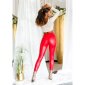 Womens high waist faux leather trousers with push-up red