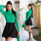 Womens basic sweater with turtle neck fine-knitted green Onesize (UK 8,10,12)