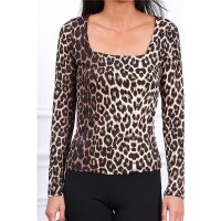 Damen Langarmshirt mit Animalprint in Leopard-Optik Braun