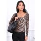 Damen Langarmshirt mit Animalprint in Leopard-Optik Braun