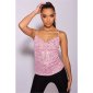 Glamour Damen Party Pailletten Trägertop Rosa