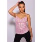 Sequined womens strappy top party pink UK 10 (S)