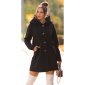 Elegant womens borg coat with hood autumn black