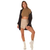Elegant womens coarse-knit cardigan with pockets black