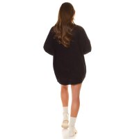 Elegant womens coarse-knit cardigan with pockets black