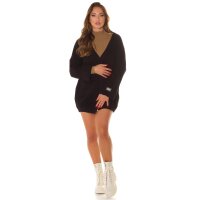 Elegant womens coarse-knit cardigan with pockets black