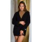 Elegant womens coarse-knit cardigan with pockets black