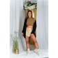 Elegant womens coarse-knit cardigan with pockets black