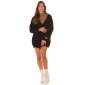 Elegant womens coarse-knit cardigan with pockets black