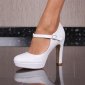 Sexy platform court shoes high heels with ankle strap white UK 4
