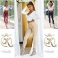 Skinny womens high waist trousers in leather look wine-red