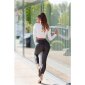 Highwaist Skinny Damenhose in Leder-Optik Schwarz
