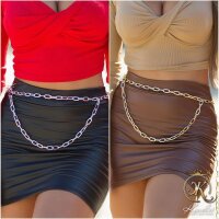 Thin womens metal chain belt silver