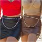 Thin womens metal chain belt silver
